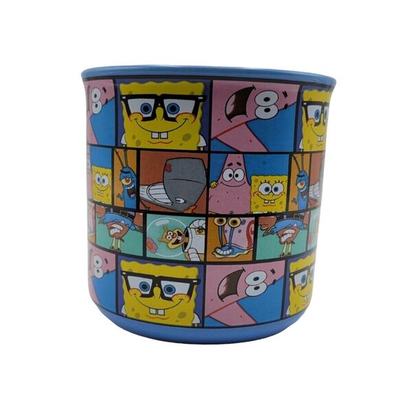 SpongeBob SquarePants Nickelodeon Character Grid Blue Ceramic Camper Mug 20 OZ - Picture 3 of 4